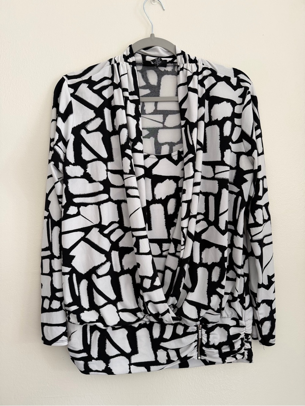 ALFANI Modern Collage Layered 2 in 1 Shirt/Blouse - Women's Size M - Black/White